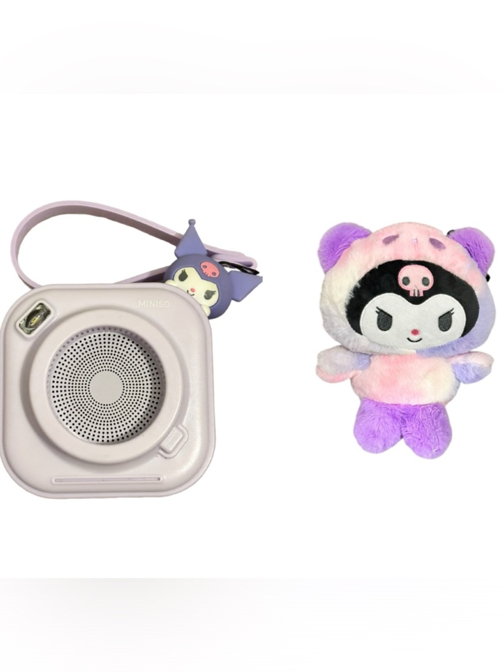 MINISO Purple/Pink Plush Kuromi-Style Stuffed Toy and Accessory Set